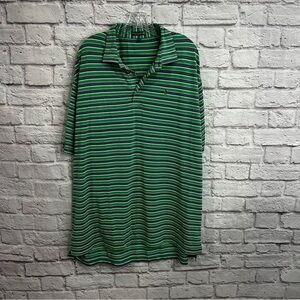 Peter Millar mens 2XL summer comfort green grey striped polo shirt golf